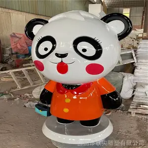联尖玻璃钢卡通公仔雕塑设计 户外彩绘多种熊猫卡通雕塑定制
