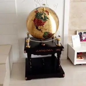 西安酒楼宾馆大型摆件 开业乔迁礼品工艺品 实木非洲黑地球仪落地大摆件