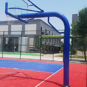 学校篮球场地埋圆管篮球架 农村广场埋地方管篮球架