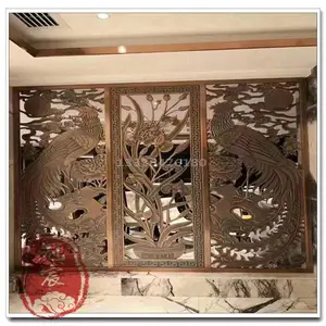 经典款双色圆形铝板雕刻屏风图片 铝艺金属屏风价格 铝板雕刻厂家