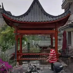 古建凉亭 六角亭子 菠萝格亭 仿古亭 原木色六角木亭