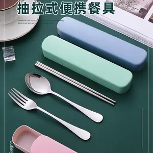 不锈钢便携餐具创意筷子勺子成人学生旅行韩式筷勺叉三件套装