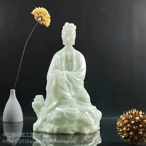 仿玉观音佛像摆件家居客厅转角摆件