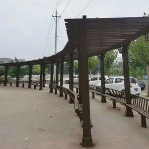 户外防腐木花架 景区花架凉亭 碳化木花架 社区长廊