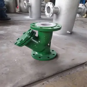 上海渤工 GL41F46 衬氟Y型过滤器 铸钢材质 耐酸碱 管道除污器 法兰连接过滤器