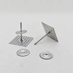 不锈钢多孔保温钉 50*50mm 方底座网孔岩棉钉 胶水粘贴款 配套圆形锁片