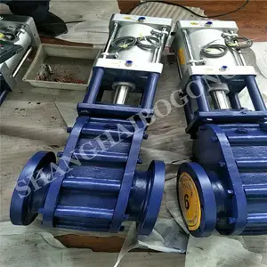 Z644TC-10 气动陶瓷双闸板阀耐磨双插板阀 DN80 铸钢法兰出料阀 排渣阀
