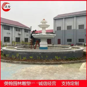 石雕喷泉转水球 汉白玉大型水钵 流水喷水池 园林景区装饰 施工现场