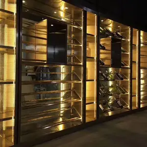客厅就把不锈钢酒柜酒架高端会所酒店玫瑰金恒温不锈钢酒柜保鲜