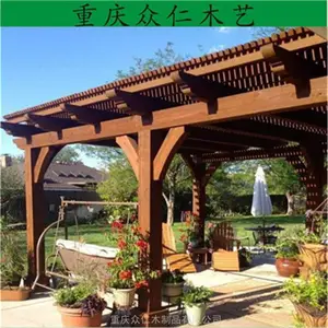 景区樟子松弧形花架 防腐木廊架 芬兰木栈道栏杆 众仁木艺