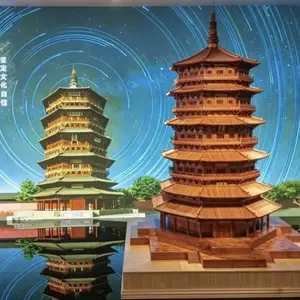 应县木塔古建筑模型博物馆木制沙盘定做厂家手工全榫卯结构木头模型微缩袖珍工艺品