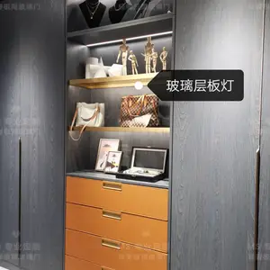 广东创万嘉配套全屋定制铝合金玻璃层板灯 带led灯带 合金玻璃带灯层板