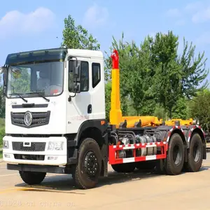 后双桥勾臂车 天锦车厢可卸式套臂垃圾收集转运车