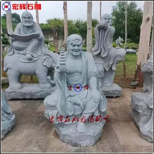 供应各种造型石头雕刻十八罗汉佛像青石五百罗汉一体成型圆雕