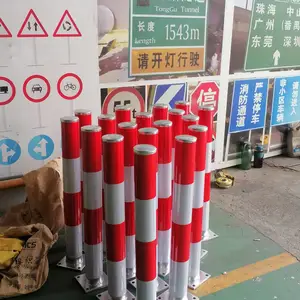 70高固定式防撞杆护栏 红白相间贴膜反光立柱