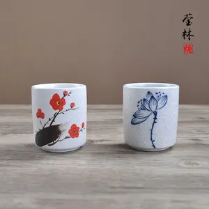 潮州厂家直供日式陶瓷茶杯 精美创意手绘水杯 餐厅饭店杯子茶具