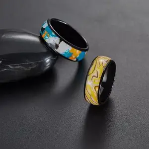 厂家定制T5577芯片RFID智能半陶瓷滴胶戒指