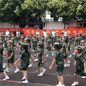 成 都中学军训服装战地绿色全棉T恤套装现货定做服装厂贵 阳