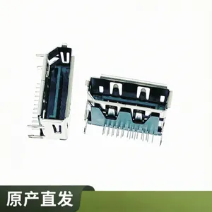 DisplayPort 20p 母座 卧式 四脚插板 DIP 后两脚鱼叉脚 大DP母头
