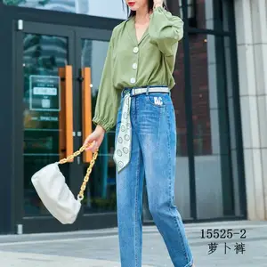 广州尾货批发市场 郑州【莎飞】牛仔休闲加绒裤 工厂低价便宜女装批发