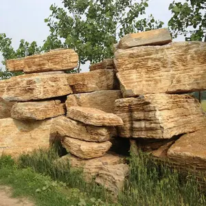 千层石公园广场园林景观假山石驳岸石 黄色灰色大量可选