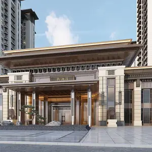 售楼部中式门楼金属整装访古结构大门 户外景墙制作与安装