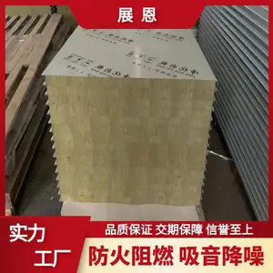 100mm厚岩棉吸音板 食品厂隔墙夹芯板 无尘车间岩棉净化板