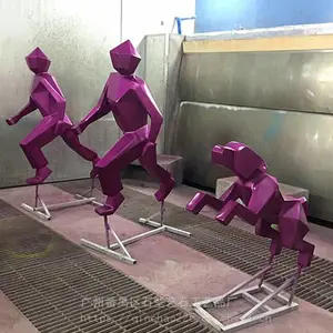 主题公园绿地运动健身雕塑 校园景观抽象摆件 玻璃钢健身雕塑
