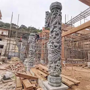 定制石雕柱子***祠堂青石盘龙柱龙凤柱广场景区文化柱生肖柱