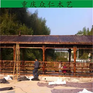 忠县户外实木长廊 芬兰木古建长廊设计安装 众仁木艺
