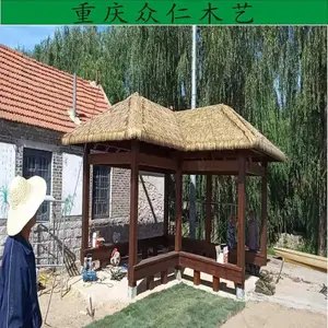 长寿景区景观六角亭 防腐木现代凉亭 樟子松家用凉亭施工安装 众仁木艺