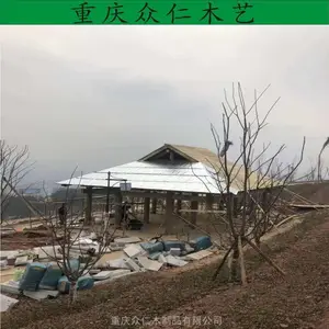 大足户外碳化木茅草长廊 公园扇形仿古游廊 芬兰木游廊长廊 众仁木艺