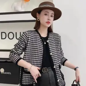 工厂直批复古小香风针织开衫外套女装秋宽松毛衣女打底衫