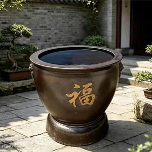 陶瓷大缸睡莲荷花缸 户外特大手绘青花瓷客厅摆件 庭院鱼缸老式水缸