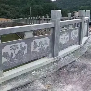 中旭石业 芝麻白石栏杆 河道护栏 园林景观石栏板