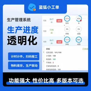 蓝狐小工单-生产管理-扫码报工-实时大屏-进度透明