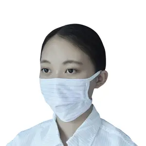兴业卓辉防静电口罩 无尘车间防静电口罩可清洗食品厂电子厂防护口罩白色静电布口罩100个大包