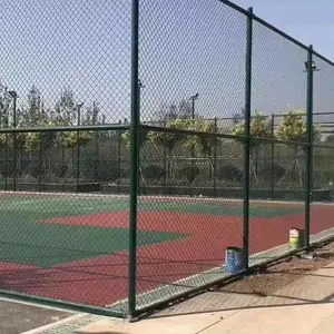 绿色防护铁丝网围栏 防盗包胶铁丝围网 体育场护栏 4米高镀锌管球场