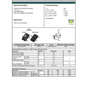 AOS万代 AOSN32338C N沟道低压MOSFET 采用沟槽式功率技术