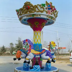 销售供应儿童转马 好奇星游乐3座小型户外电动木马