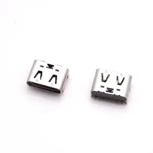 TYPE C12P-16P母座短体6.5四脚插板板上SMT