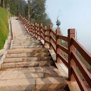 浙江水泥仿木纹护栏 成品仿原木景区户外混凝土围栏