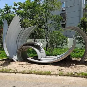滁州曲面钢板抽象雕塑 楼盘绿化装饰雕塑制作