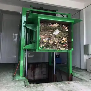 乡镇旧垃圾站改造 10立方四柱垂直垃圾压缩机 翻转式垃圾压缩挤压设备