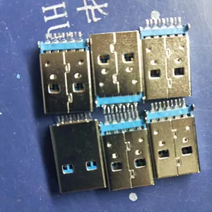 USB 3.0公头 铜壳-铁壳 9PIN沉板贴片公座 胶芯反向 3.0AM