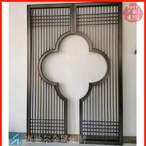 供应淮阴区咖啡馆梅花型金属隔断量尺安装 阳台家装不锈钢玫瑰金壁龛加工定制