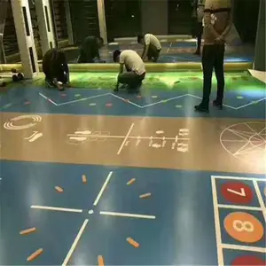 朝阳 室内篮球场地板 羽毛球塑胶地板 图案定制地胶
