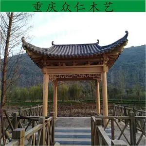长寿景区景观六角亭 防腐木现代凉亭 樟子松家用凉亭施工安装 众仁木艺