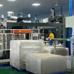 绿洲智能供应全自动可降解膜餐盒工包覆膜机 可降解膜覆膜设备线 纤维浆模塑工包覆膜机