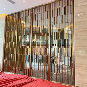 不锈钢屏风入门隔断轻奢玫瑰金花格通花镂空定制家装玄关古铜